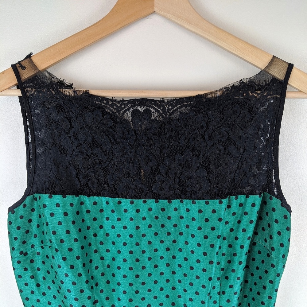 Green polka dot fit and flare dress - Picture 3 of 6